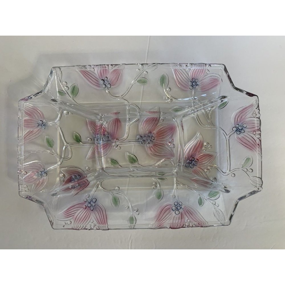 Mikasa Divided Serving Platter Tray Tinted Glass Large Rectangular 5 Part 15.5”